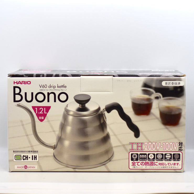 Hario V60 Buono Stainless Steel Gooseneck Coffee Kettle, Stovetop (1.2L/